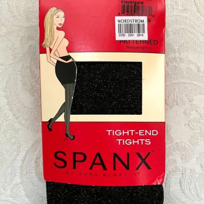 Spanx Tight End Body Shaping Tights Patterned Black and Gold Shimmer Size C NEW
