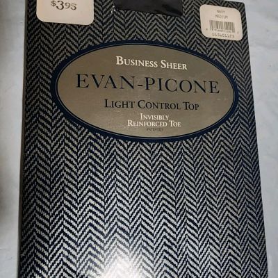 Evan-Picone Business Sheer NAVY Size Medium Pantyhose Vintage