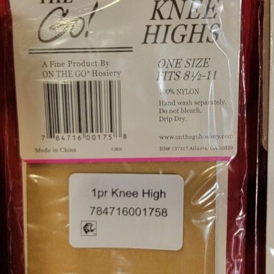 3 pair knee High Pantyhose Nylon Double Layer Band Premium Comfort Top - Nude
