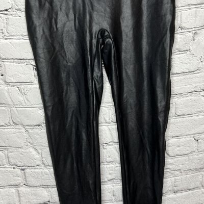 Spanx Women's Faux Leather Leggings Black Size Large #2437