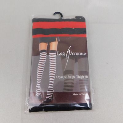 Leg Avenue 6005 Opaque Striped Thigh High Stockings - Red, One Size #3675