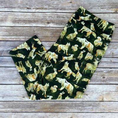 Farm Forrest Animals Hare Bear Coyote Women's CAPRI Leggings TC Plus Size 12-20