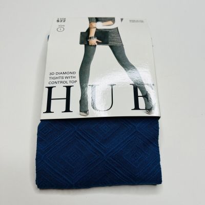 Hue Womens 3D Diamond Tight with Control Top Size 1 Imperial Blue 1 Pair New