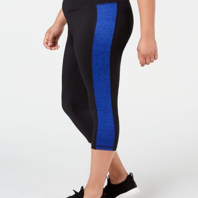 allbrand365 designer Womens Plus Size Colorblock Capri Leggings,Bright Blue,2X