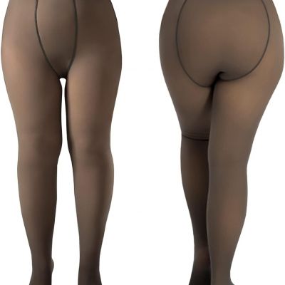 FLORENCE IISA Winter Fleece Lined Tights for Women Warm Fake Translucent Nude Ti