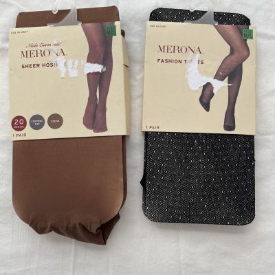 Merona Patterned Tights Black Cocoa Size M/L