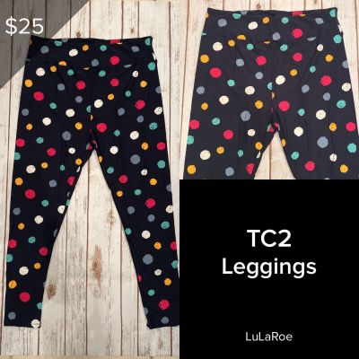 LuLaRoe NEW Leggings TC2 (Tall & Curvy 2) Buttery Soft Sz 18+ Colorful Polka Dot