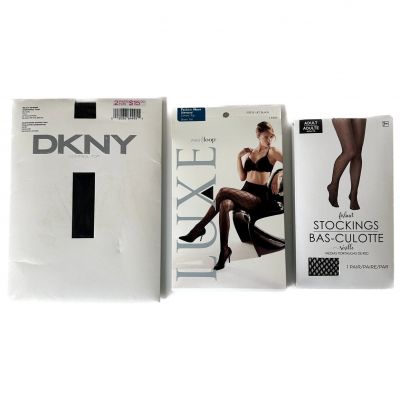 New Black Sheer Stocking Patterned Tights Fishnet bundle of 3 for Size S/M, Tall