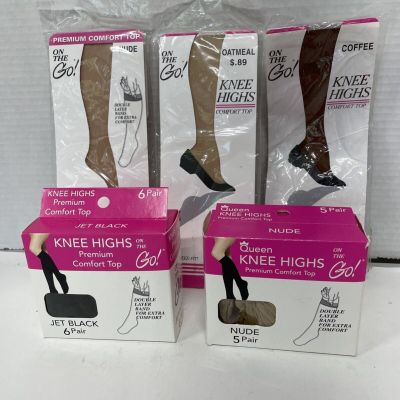 On The Go Sheer Knee Highs Lot 14 Pair