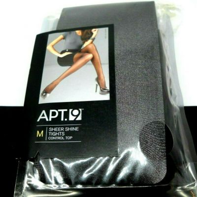APT. 9 Sheer Shine Control Top Tights Black Tie Size M FREE SHIPPING