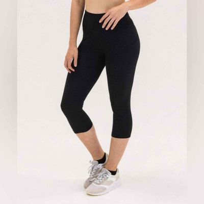 Spalding Leggings Womens Small Black Capri Stretch Activewear Workout Athletic