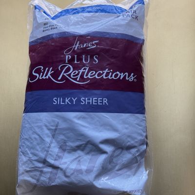 Hanes Plus Silk Reflections Silky Sheer Pantyhose 3 Or Pack Size 4-5 Plus Rarely
