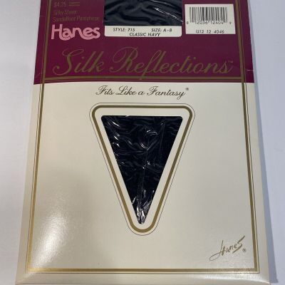 Vintage Hanes Silk Reflections Silky Sheer Classic Navy AB Pantyhose
