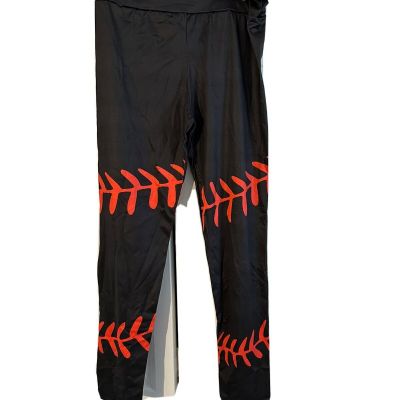 Plus Size Baseball Seam Theme Leggings
