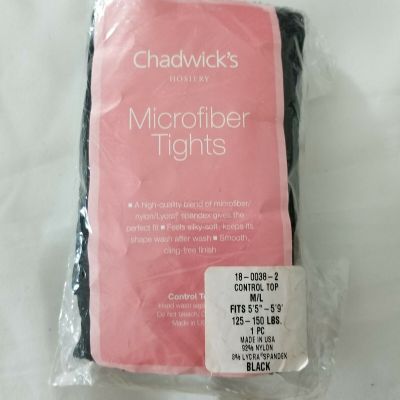 Chadwicks Womens Microfiber Tights Size Medium Large Black Control Top VTG