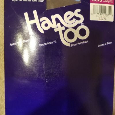 USA Hanes Too! Reinforced Toe Control Top Pantyhose 136 AB town taupe