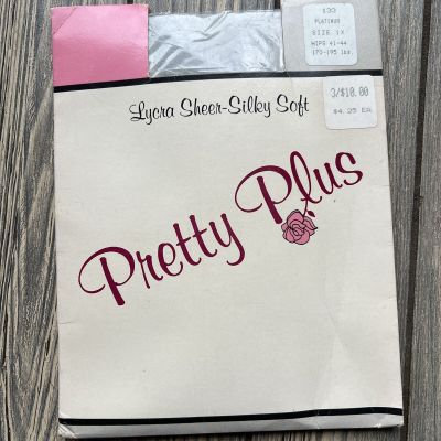 Vintage Pretty Plus Pantyhose Lycra Sheer Silky Soft 133 Platinum Size 1x