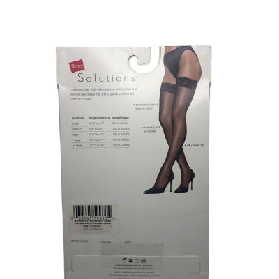 Hanes Premium Womens Silky Sheer Lighter Coverage Lace Thigh High Black Small