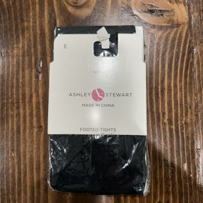 Ashley Stewart Size E Footed Tights Black Floral Print New