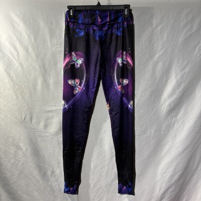 Womens & Ladies Butterflies Stretchy Leggings Exercise Yoga Pant Pull Size Small