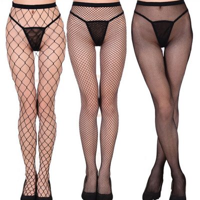 4 Pair Black Solid Hollow Out Plain Pantyhose Mesh Fishnet High Stockings Tights