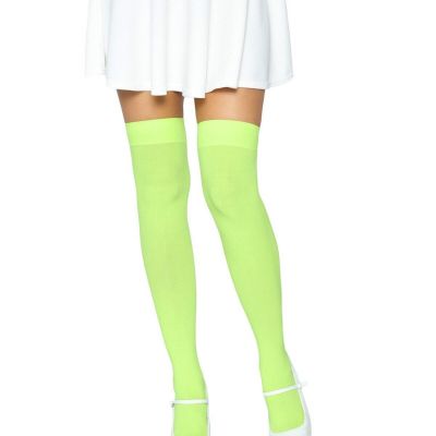 Leg Avenue Over Knee 6672 Opaque Nylon Stockings Neon Green OS
