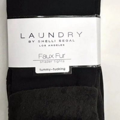 Laundry By Shelli Segal Faux Fur Extra Warm Thermal Black Shaper Tights New