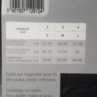 Veneziana Calze 15 nylon stockings, Size 4, Black, New Sealed