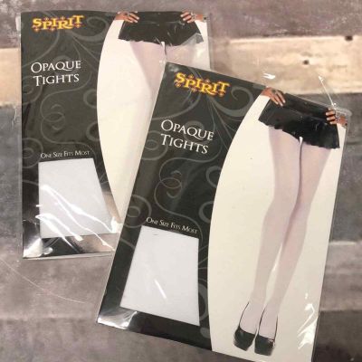 Lot of 2 opaque white tights Spirit costume one size fits most