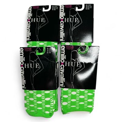 HUE Emilio Cavallini Geo Net Footless Tights Womens Sz S/M Bright Green 4 Pairs