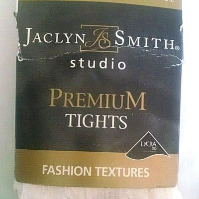 Women Vintage Jaclyn Smith 1Pr Premium Ivory Fashion Textured Tights Sz Tall HTF