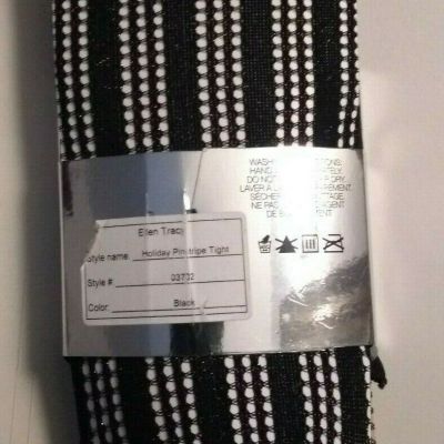 Ellen Tracy Legwear Black Holiday Pinstripe Tight Sz Medium/Tall, Made in Italy