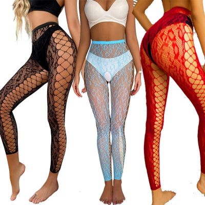 Women's Sexy High Waist Pantyhose Fishnet Stockings Mesh Tights Thigh High Sock
