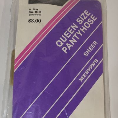 Vintage Queen Size Pantyhose 3X-4X, Sandalfoot New Old Stock Light Gray Mervyn's