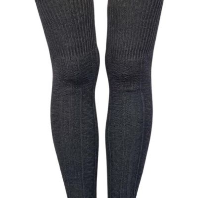 Spomei Womens Thick Cotton Over Knee Stockings Cable Knit Thigh High Boot Socks