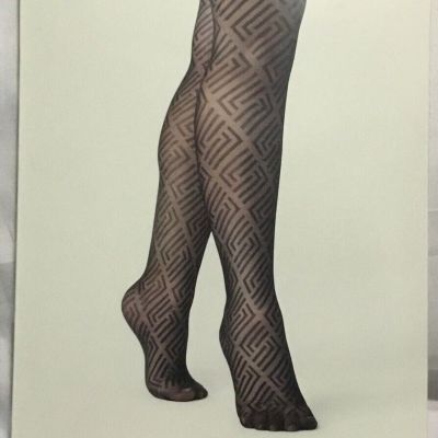 A New Day Tights Size S/M Black Panty Hose Geometric Shapes New