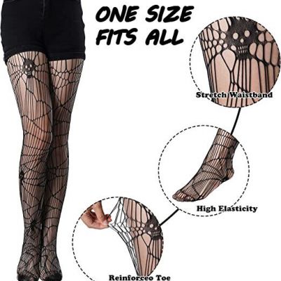 NEW Spiderweb Skull Fashion BLACK Fishnet Tights Hosiery Nylon Pantyhose OSFA