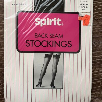 Spirit Back Seam Stockings Sandalfoot Color Black Size B 9.5-11