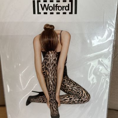 Wolford Cheetah Tights (Brand New) Small Black/Black Retail $65 #18936