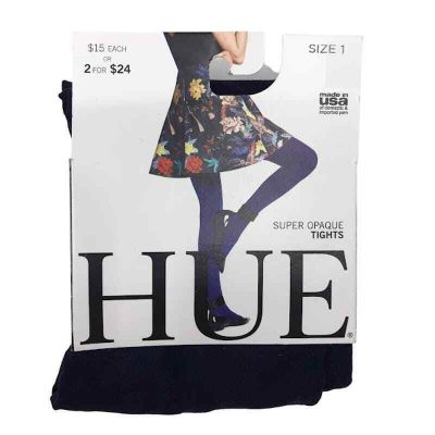HUE Super Opaque Tights 1 Non-Control Top Stretch Womens Navy