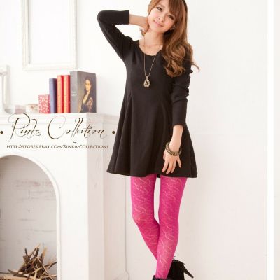 Crochet / Fishnet / Pointelle Tights (Custom Emblem Pattern- Fuchsia Red)