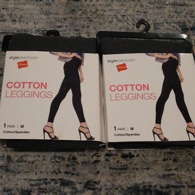 Leggings Hanes Size M Women's Style Essentials Cotton Heather Gray. 2 PAIRS