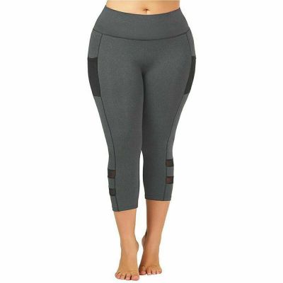 Plus Size Women Yoga Pants Leggings High Waist Pocket Gym Fitness Sport Trousers