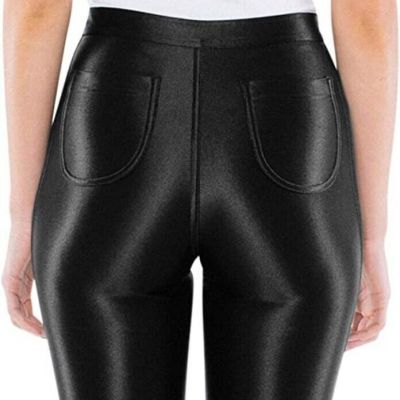 American Apparel Womens XS Disco Pants Shiny Wet Look -Glossy Black