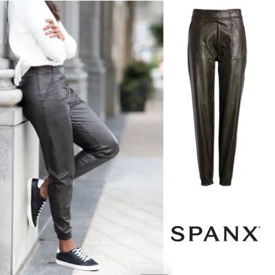 SPANX Faux Leather Jogger Pants Black Medium M NEW Retail $168.00
