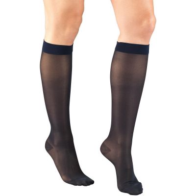 Truform Women's Stockings Knee High Sheer: 15-20 mmHg L NAVY (1773NV-L)