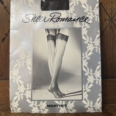 Sheer Romance Back Seamed Garter Stockings Size M Black NOS Mervyn’s  Sensuous