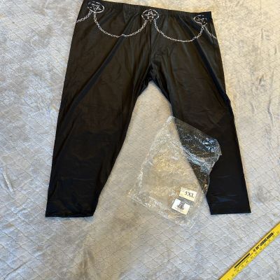 Rosegal 5xl Black Leggings With Silver Chains Plus Sz Ankle Length