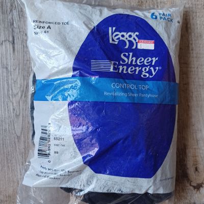 Leggs L'eggs Sheer Energy Control Top Pantyhose Size A Navy Reinforced Toe