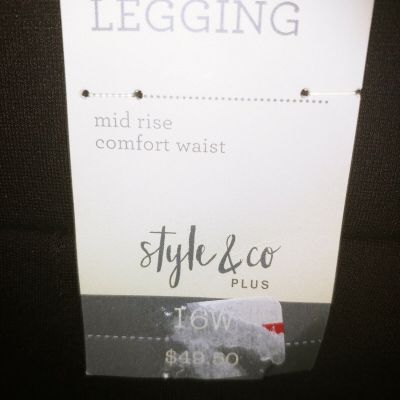 Women's Style&Co Brown Leggings Plus Size 16W Mid Rise Comfort Waist